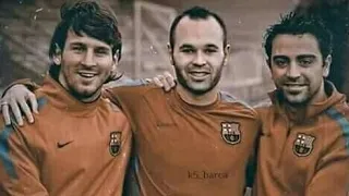 Messi Xavi Iniesta golden trio that dominated the world.