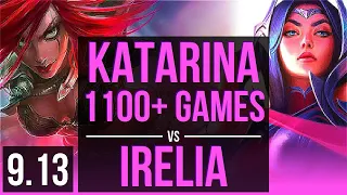KATARINA vs IRELIA (MID) | 1.3M mastery points, 1100+ games, KDA 17/2/8 | Korea Master | v9.13