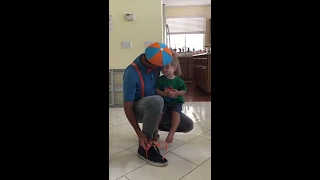 Daddy dressed as Blippi