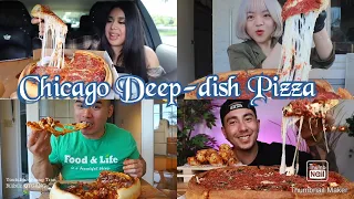 ASMR| CHICAGO DEEP-DISH PIZZA 🍕 |mukbang compilation