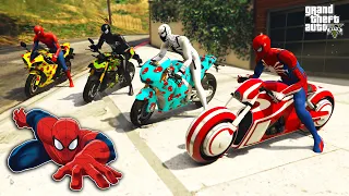 GTA 5 - 🔥 Stealing Spiderman Motorcycle with Franklin (Real Life Bikes #05)