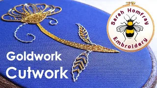 Cutwork & finished piece. Goldwork embroidery for beginners. Flosstube tutorial.