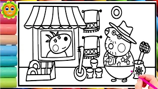 Daddy Pig at the big shop . Peppa Pig Official Full Episodes . Peppa Pig coloring pages