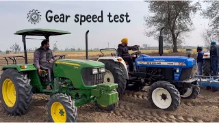 New holland 3600 4wd vs johndeer 5105 4wd  gear speed test