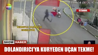 Dolandırıcıya kuryeden uçan tekme!