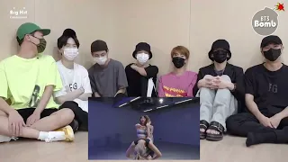 BTS reaction- ITZY not shy dance practice