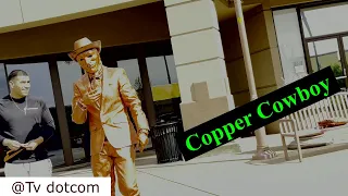 Human statue prank / Copper Cowboy prank/ My first ever prank video ended up this way. (Unedited)