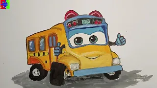 Школьный автобус Гордон. Раскраска для детей