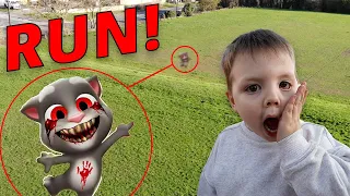 DRONE CATCHES CREEPY BABY TALKING TOM | IF YOU SEE CREEPY BABY TALKING TOM OUTSIDE OF YOUR HOUSE RUN