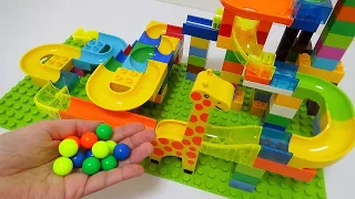 Marble Run Race ASMR ☆ Satisfying Building Blocks Original colorful course 4