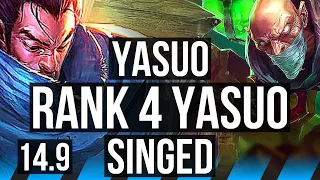 YASUO vs SINGED (MID) | Rank 4 Yasuo, Legendary, 14/2/1 | JP Grandmaster | 14.9