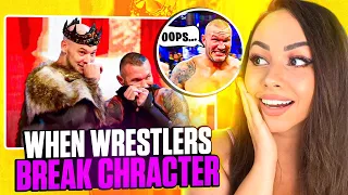 Girl Watches WWE  - Wrestlers BREAKING CHARACTER
