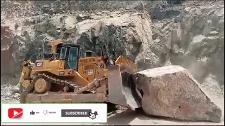 big stone push the dozer D9r D9r powerful machine #dozer