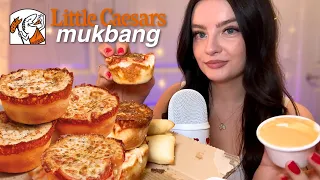 ASMR pizza mukbang 🍕 little caesars NEW crazy puffs