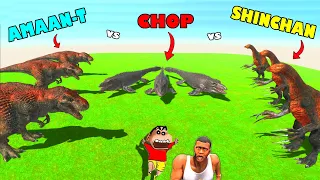 SHINCHAN and CHOP TEAM vs AMAAN ARMY in Animal Revolt Battle Simulator | Dinosaur Game Hindi