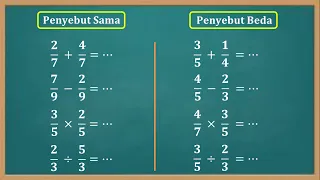 (TUTORIAL LENGKAP) penjumlahan, pengurangan, perkalian dan pembagian pecahan biasa