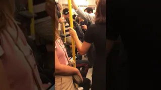 London tube fight. Homophobic attack on underground by guy smoking crack