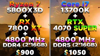 Ryzen 7 5800X3D + RX 7800 XT + 4800MHz DDR4 vs Core i7 13700K + RTX 4070 SUPER + 4800MHz DDR5