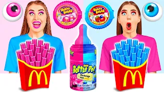 Pink Food vs Blue Food Color Challenge by BaRaDa Challenge