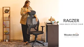 Ragzer High Back Office Chair with Adjustable Arms | Office Chair Designs 2023 | Wooden Street