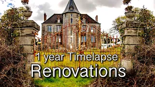 Abandoned Chateau Renovation | THEN & NOW, (1 YEAR in 10 min) | THE SALON | Living Room.
