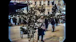 1898 - France - Display of Decorated Bicycles - Old film in color