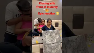 kissing prank on wife front of family.epic reaction 😂 #funny #wifelife #husbandandwifepranks #prank