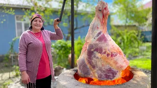 Whole Beef Leg Roasting in the Tandoor: Giant Meat Cooking Secrets!