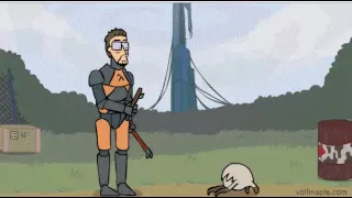 Gordon Freeman is having fun with his pet headcrab