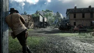 4K Relaxing Western Town Ambience in RDR2 Valentine | Full Day Cycle