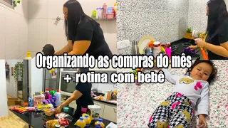 VLOG| Organizando as compras do mês - Rotina com bebê de 6 meses #comprasdomês #organização