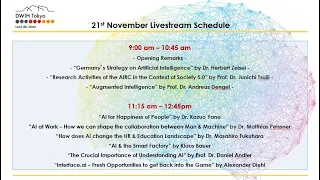 Nov, 21 (Wed) Artificial Intelligence - 1st Japanese-German-French DWIH Symposium (Tokyo)