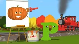 Learn about the Letter P and Paint a Pumpkin - The Alphabet Adventure With Alice And Shawn The Train