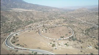 4K: BIRDS EYE VIEW OF THE TEHACHAPI LOOP