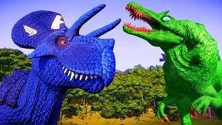 Witness the Epic Battle of the Century: Red Captain America I-Rex vs. Monster Dinosaurs!
