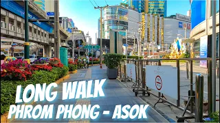 [4K] Phrom Phong - Asoke Bangkok (พร้อมพงษ์ - อโศก) - Long Walk from BTS, Thailand