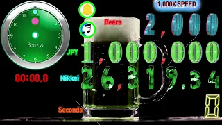 1 Million Seconds  Speed: x1000  1000000 JPY 2000 Beers countdown and countup timer  alarm🔔