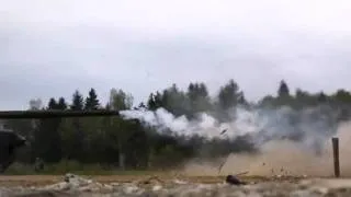 Выстрел танка Т90 в замедленной съемке