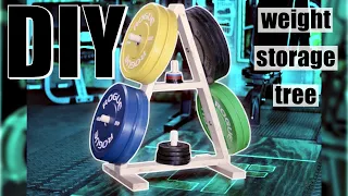 DIY Weight Storage Tree, how to make DIY gym equipment at home