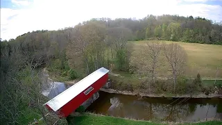 flying at the Otter creek covered bridge
