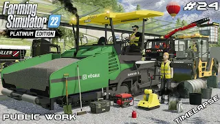 Asphalting TRAIN STATION with VOGELE SUPER 1600 3i | Public Work | Farming Simulator 22 | Episode 24