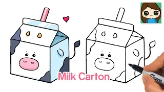 How to Draw a Milk Carton | Cute Food