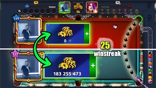 How To Make COINS Fast - From 0 Coins to 180 Million Coins Win Streak 25 8 Ball Pool