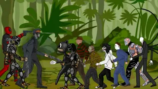 Katana man, Deadpool vs Slenderman, Cartoon Cat, Predator, Jason, Michael, Freddy, Jeff, Deadpool