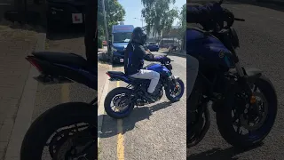 Yamaha MT-07 Sound Aggressive Black Widow Cold Start💥💨 #mt07 #yamaha #motorcycle #shorts