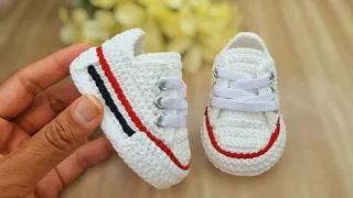 Tênis Tipo All Star de Crochê para Bebê/Fácil de fazer/9 cm/ 1 a 3 meses