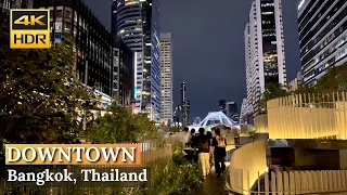 [BANGKOK] Night Walking In Downtown "Sathorn District: Bangkok CBD" | Thailand [4K HDR Walk Around]
