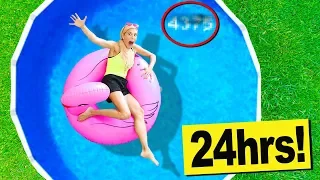 24 Hours in a Swimming Pool in my Backyard! (Hidden Secret Code Found in Water)