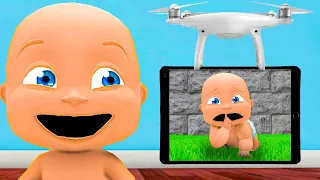 Baby Uses DRONES to CHEAT in Hide and Seek!