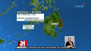 Magnitude 6.1 na lindol, yumanig sa Davao de Oro | 24 Oras